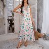 Printed Contrast Color Vacation Sleeveless A- Line Dress Women's Clothing - Image 2
