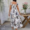 Printed Contrast Color Short Sleeve Dress Women's Clothing - Image 4