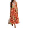 Printed Contrast Color Vacation Sleeveless A- Line Dress Women's Clothing - Image 5