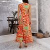 Printed Contrast Color Vacation Sleeveless A- Line Dress Women's Clothing - Image 3