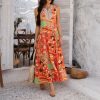 Printed Contrast Color Vacation Sleeveless A- Line Dress Women's Clothing - Image 6