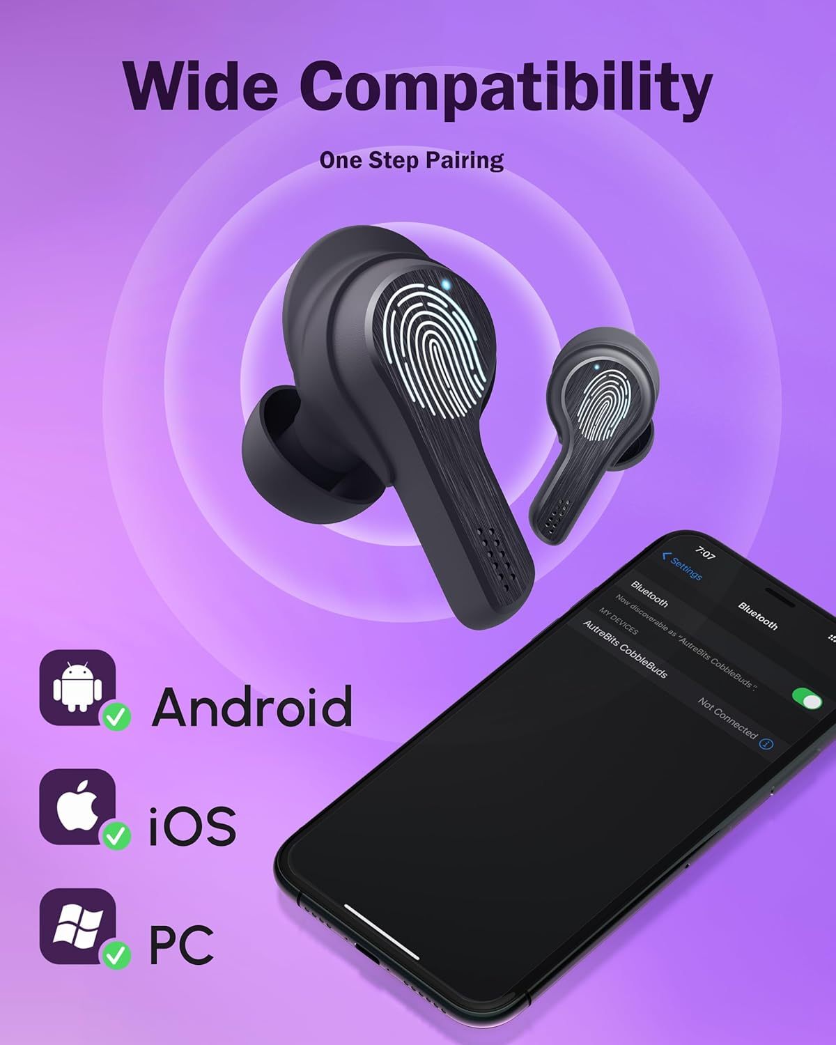 Bluetooth 5.2 Wireless Earbuds for iPhone and Android, Bass Sound 20 Hours Playtime Call Clear Waterproof and Sweatproof Sports Earphones for Workout and Running 5 Bluetooth 5.2 Wireless Earbuds for iPhone and Android, Bass Sound 20 Hours Playtime Call Clear Waterproof and Sweatproof Sports Earphones for Workout and Running - Image 5