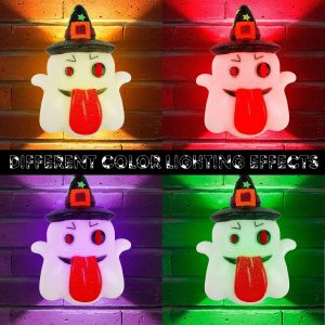2 Pack Halloween Porch Light Covers, Decorative Ghost Porch Lamp Shade Cover for Indoor Outdoor, Sparkling EVA Ghosts Ornament, Party Haunted House Door Wall Lamp Decoration
